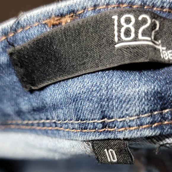 1822 Denim Ripped Zipper Frayed Edge Distressed Leggings Size 10 - Picture 9 of 15